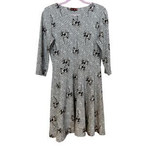 Isle by Melis Kozan A-Line Fit & Flare dress, Gray Print Pink Floral Size M